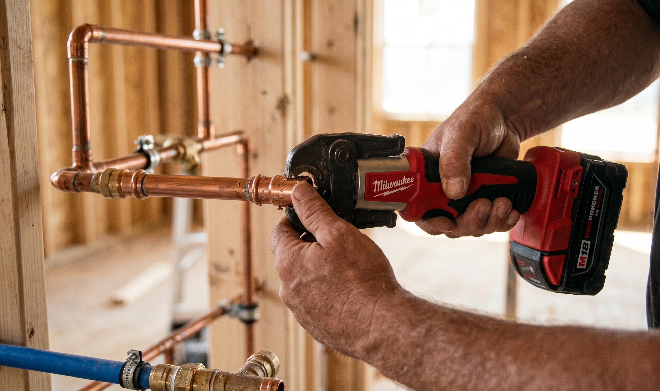 BPS plumber working on copper pipes