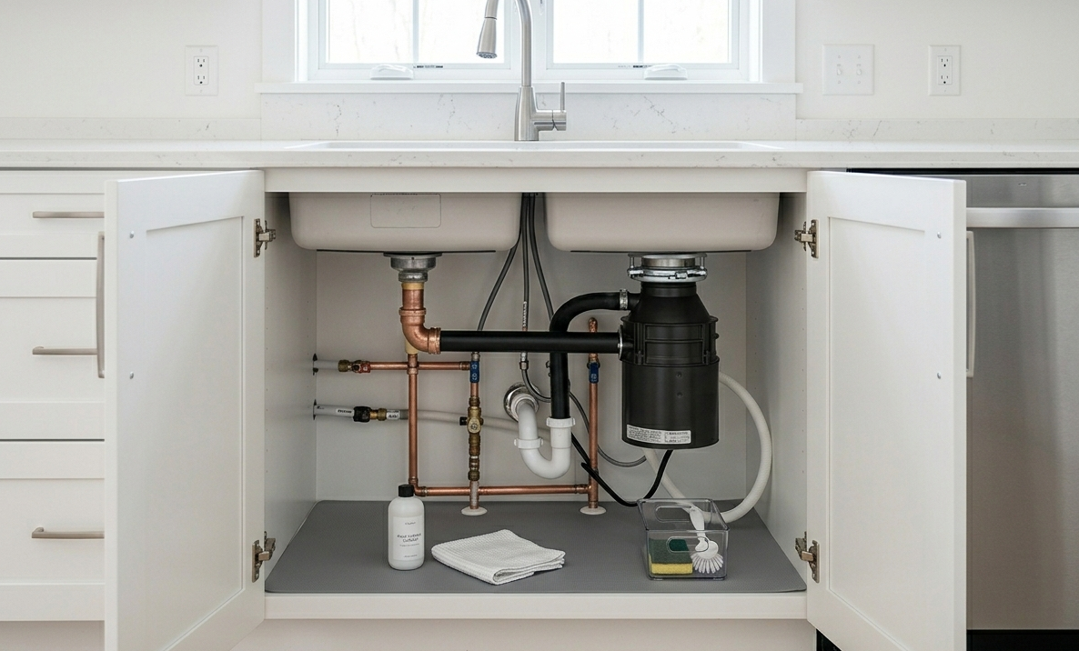 Under-sink plumbing installation